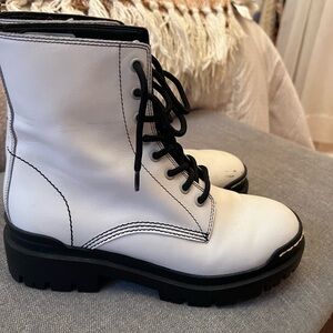White combat boots